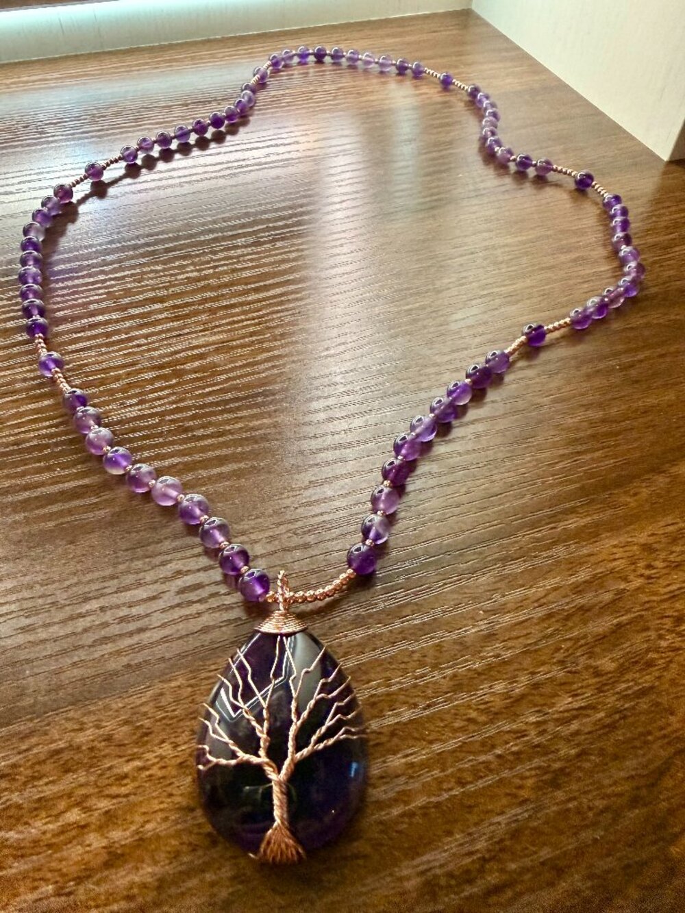 Purple Tree of Life Pendant Necklace, Gold Costume Jewelry Gift